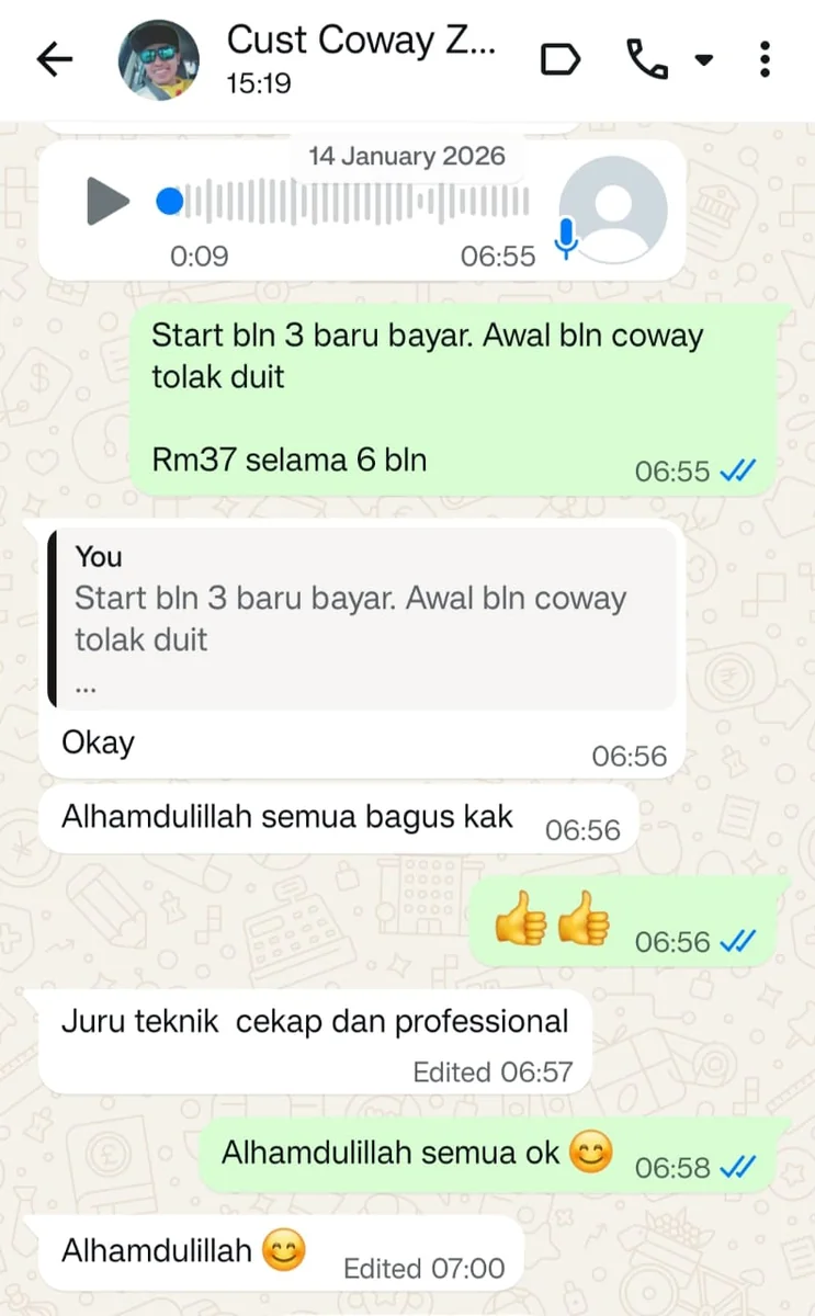 Testimoni WhatsApp Pelanggan 2