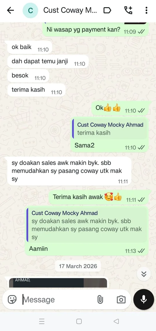 Testimoni WhatsApp Pelanggan 6
